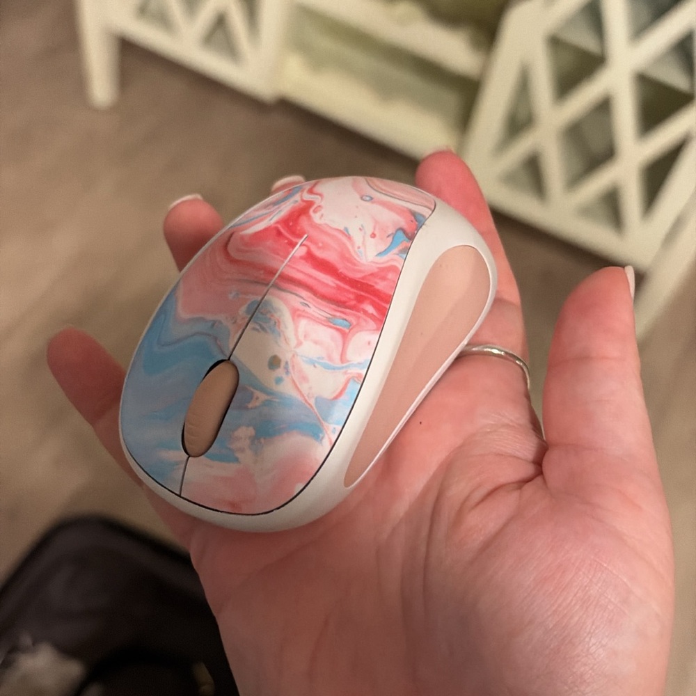 Logitech Wireless Mouse - Pink and Blue Marble Design
